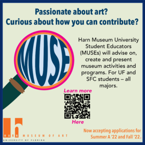 Application flyer for MUSE. The flyer contains a QR code at bottom center with caption, "Learn more".