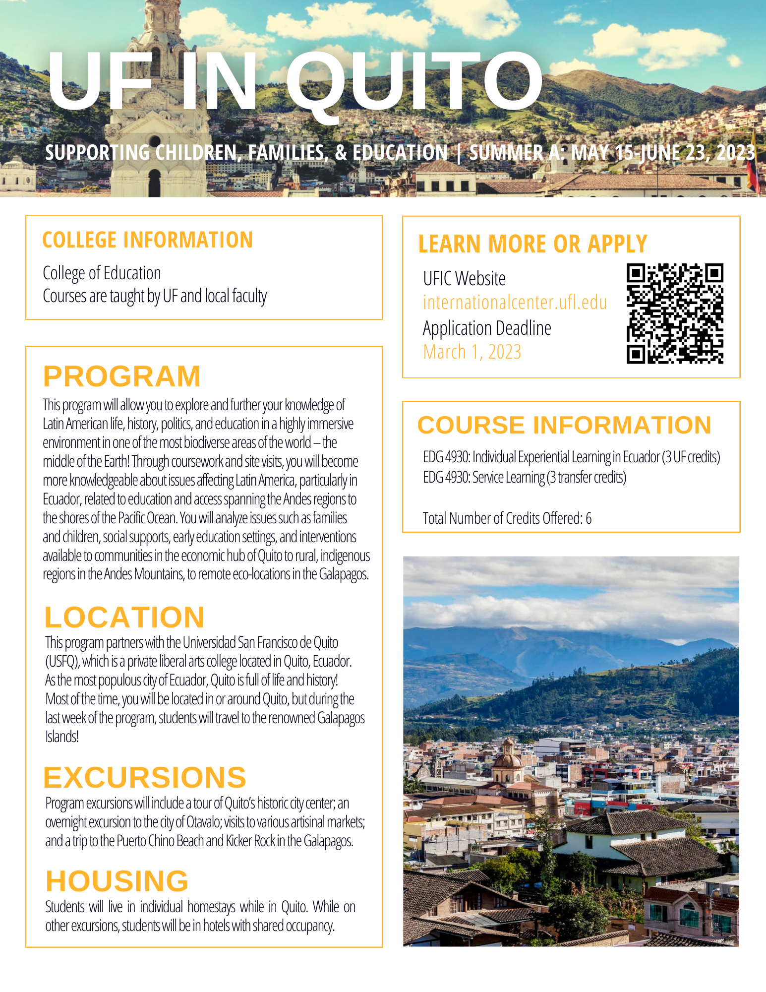 A flyer for the program with a QR code to apply on the top right corner of the flyer - Page 1