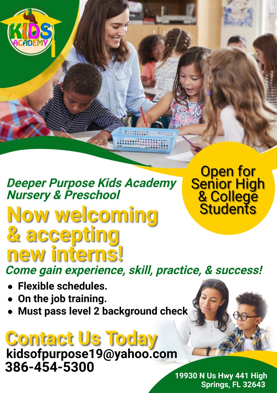 Flyer for the internship opportunity.